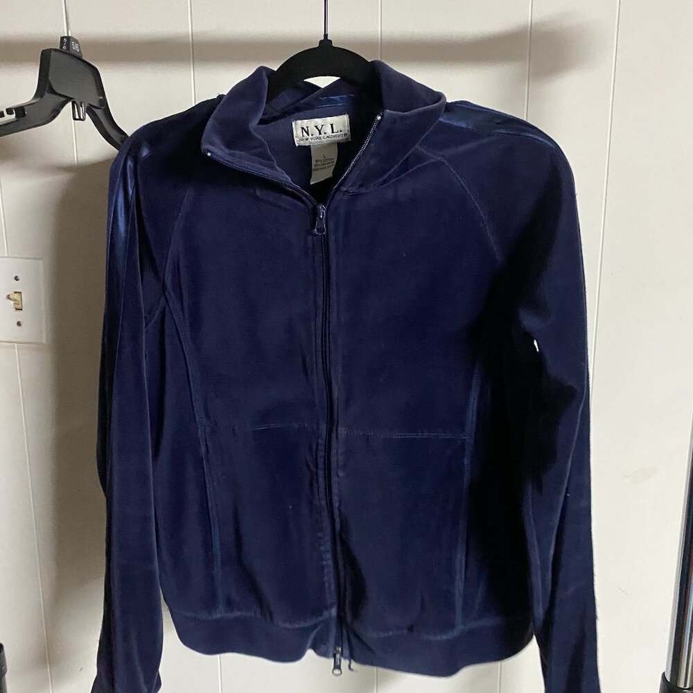 N.Y.L New York Laundry Women's Blue Suede Zip-up Jacket